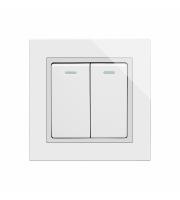Retrotouch Crystal Mechanical Light Switch 2 Gang Intermediate (White CT)