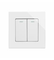 Retrotouch Crystal Mechanical Light Switch 2 Gang (White PG)