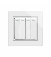Retrotouch Crystal Mechanical Light Switch 4 Gang (White CT)