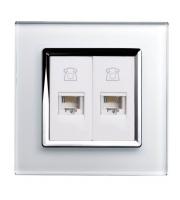 Retrotouch Crystal Dual RJ11 Telephone Socket (White CT)