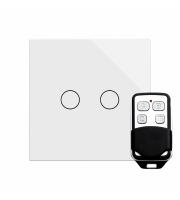 Retrotouch Crystal 2 Gang 1 Way Touch & Remote Switch (White PG)