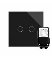 Retrotouch Crystal 2 Gang 1 Way Touch/Remote Switch (Black PG)