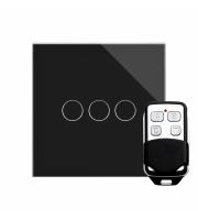Retrotouch Crystal 3 Gang 2 Way Intermediate Touch/Remote Switch (Black PG)