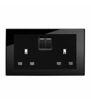 Retrotouch Crystal 13A Double Plug Socket with Switch (Black PG)