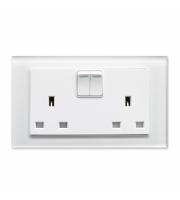 Retrotouch Crystal 13A Double Plug Socket with Switch (White PG)