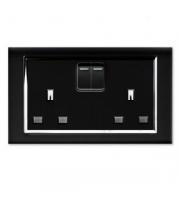 Retrotouch Crystal 13A Double Plug Socket with Switch (Black CT)