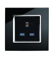 Retrotouch Crystal 13A Single Plug Socket Unswitched (Black CT)