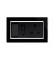 Retrotouch Crystal CT Switched Fused Spur with 13A Unswitched Socket (Black CT)