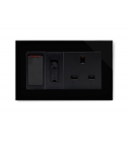 Retrotouch Crystal Switched Fused Spur with 13A Unswitched Socket (Black PG)