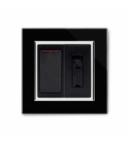 Retrotouch Crystal Glass 13A DP Switched Fused Spur (Black CT)