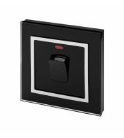 Retrotouch Crystal Glass 20A DP Switch with Neon (Black CT)