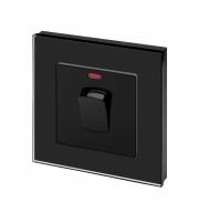 Retrotouch Crystal Glass 20A DP Switch with Neon (Black PG)