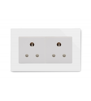 Retrotouch Crystal Double 15a Round Pin Socket (White PG)