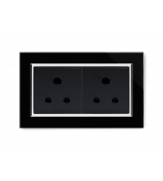 Retrotouch Crystal CT Double 15A Round Pin Socket Black (Black CT)