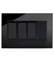 Retrotouch Crystal 3 Gang (3x 2way/1x Blank)double Plate (Black PG)
