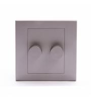 Simplicity Intelligent LED Dimmer Switch 2 Gang 2 Way Mid Grey
