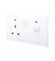 Retrotouch Simplicity 45A DP Cooker Switch and Socket with Neon (White)
