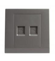 Retrotouch Simplicity Double RJ45 Socket (Mid Grey)