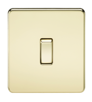 Knightsbridge Screwless 20A 1G DP Switch (Polished Brass)