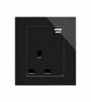 Retrotouch Crystal 13A Single Plug Socket with Switch (Black PG)
