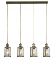 Searchlight Pipes 4LT Bar Pendant Antique Brass