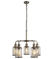 Searchlight Pipes 5Lt Pendant Antique Brass With Seeded Glass