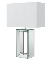 Searchlight Mirror Table Lamp Tall White White Faux Silk Shade