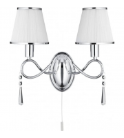 Searchlight Simplicity - 2LT W/bracket Chrome Clear Glass White String Shades ON SALE