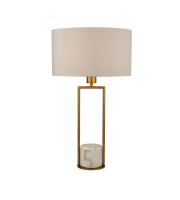 Searchlight Claire Table Lamp - Marble, Gold With White Drum Shade