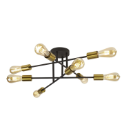 Searchlight Armstrong 8lt Ceiling Light - Black & Satin Brass Metal