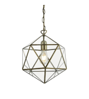 Searchlight Fairfax Ceiling Pendant - Antique Brass & Glass