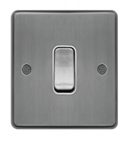 Hager 10AX 1 Gang 2 Way Wall Switch (Brushed Steel)