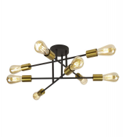 Searchlight Armstrong 8LT Ceiling Light Black And Satin Brass ON SALE