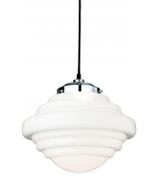 Firstlight Art Deco Single Light Ceiling Pendant In Polished Chrome With Opal White Glass Shade