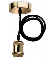 Firstlight Brass Pendant Kit with Black Fabric Cord 60W E27 