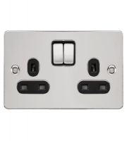Schneider Electric GET Ultimate Flat Plate 2G Switch Socket (Polished Chrome)