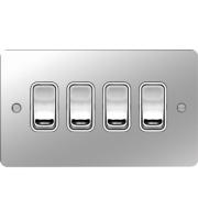 Hager 10AX 4 Gang 2 Way Wall Switch (Polished Steel/White)