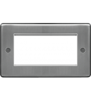 Hager ER Style Plate 4 Module (Brushed Steel)
