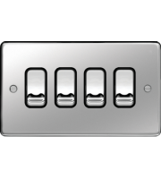 Hager 10AX 4 Gang 2 Way Wall Switch (Polished Steel)
