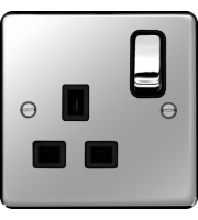 Hager 1 Gang Double Pole Switch Socket (Polished Steel)