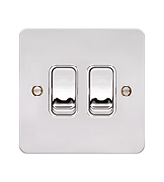 Hager 10AX 2 Gang 2 Way Wall Switch (Polished Steel/White)