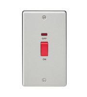 Knightsbridge 45A DP Switch with Neon  (double size) (Brushed Chrome)
