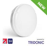 NET LED Newton 2D IP65 White Polycarbonate Bulkhead 16W Tri-Colour Emergency 