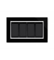 Retrotouch Crystal Glass 4 Gang 20A DP Switch (Black CT)