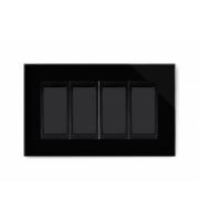 Retrotouch Crystal Glass 4 Gang 20A DP Switch (Black PG)