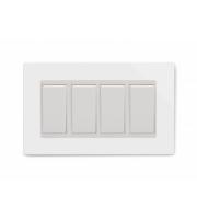 Retrotouch Crystal Glass 4 Gang 20A DP Switch (White PG)