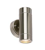 Saxby Lighting 13802  Palin IP44 35W Twin Wall Light (Brushed Stainless)