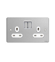 Schneider Electric GET Ultimate Flat Plate 2G Switch Socket (Stainless Steel)