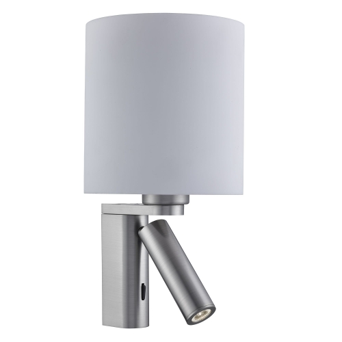 Searchlight Satin Silver Wall Light With Led Reading Light