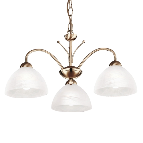 Searchlight Milanese 3Lt Ceiling Antique Brass Alabaster Glass